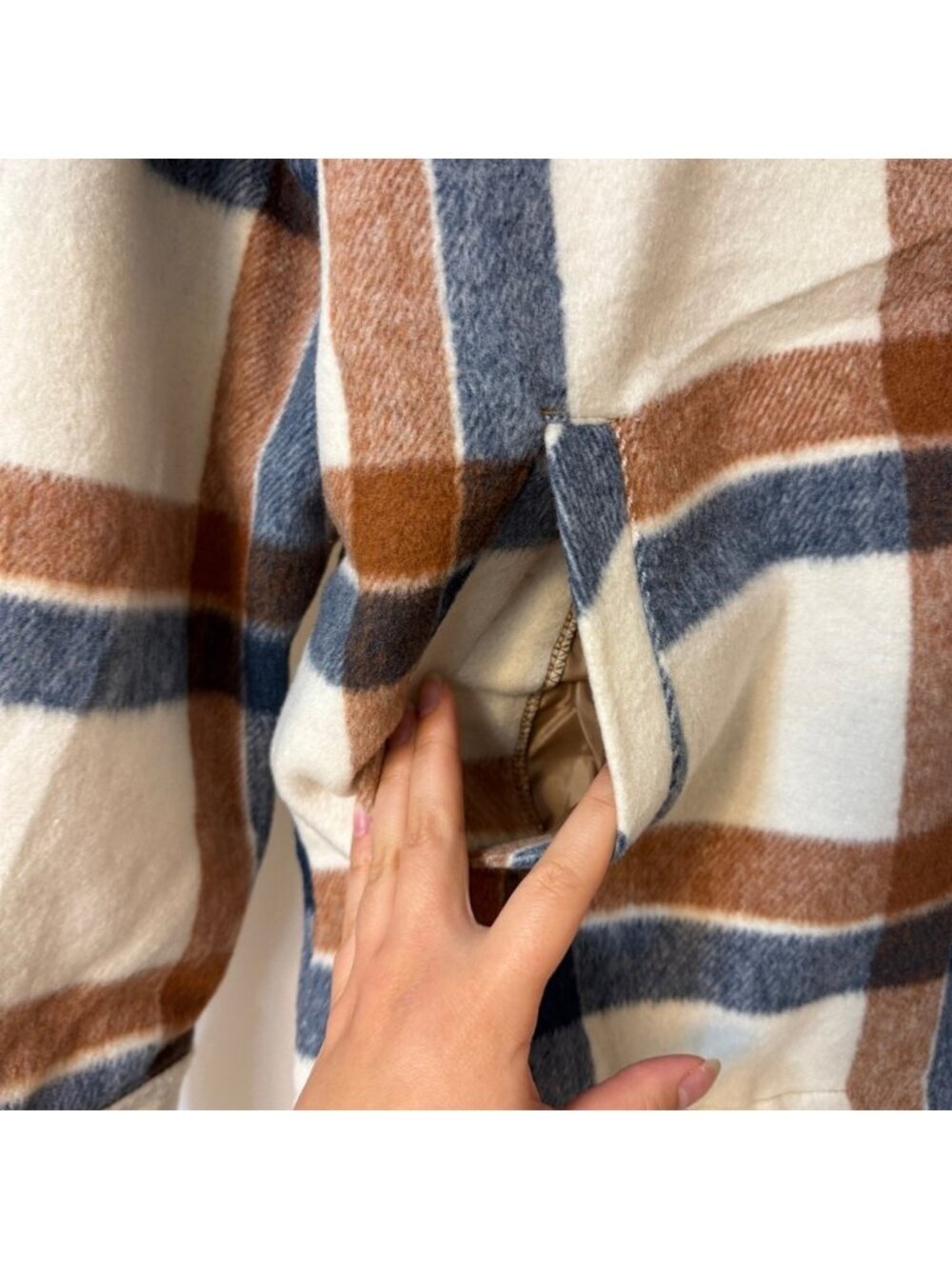 RD Style Blue Brown & Cream Plaid Jacket XS - Picture 3 of 13